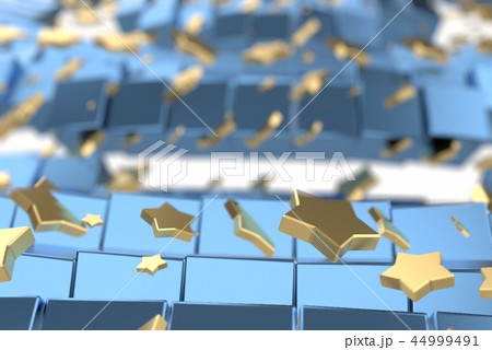 Gold or platinum stars flying over white background and blue box matrix space. Modeling 3d Gold or platinum stars flying over white background and blue box matrix space. Modeling 3d 44999491