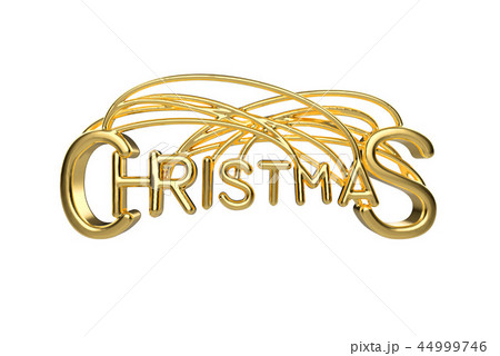 Christmas elegant golden lettering word with letters bound by strings isolated on white background 44999746