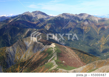 南アルプス塩見岳山頂から　南アルプス北部　白峰三山を望む 45000487