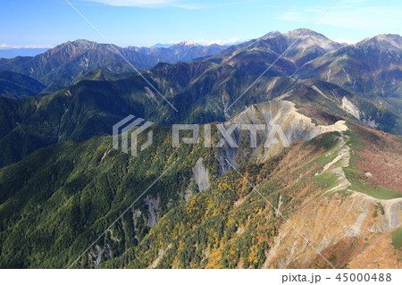 南アルプス塩見岳山頂から　南アルプス北部　仙丈ヶ岳　甲斐駒ヶ岳　白峰三山を望む 45000488