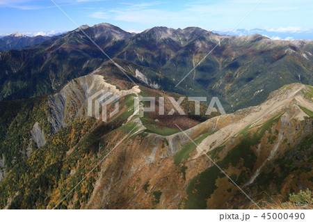 南アルプス塩見岳山頂から　南アルプス北部　白峰三山　仙塩尾根を望む 45000490