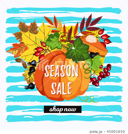 Season sale vector design with autumn wreath 45001650