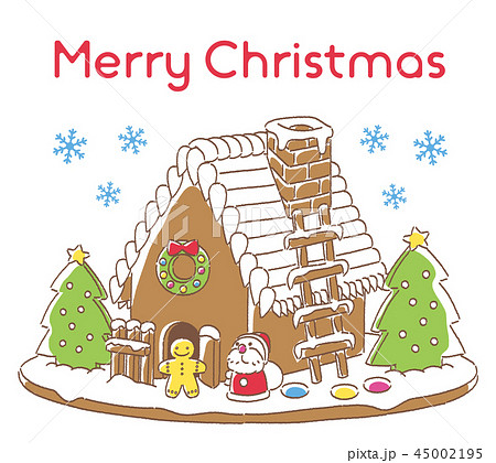 クリスマス お菓子の家 サンタクロースのイラスト素材 45002195 Pixta