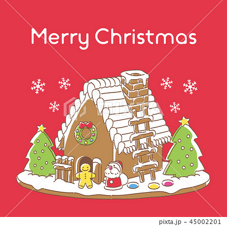クリスマス お菓子の家 サンタクロースのイラスト素材 45002201 Pixta