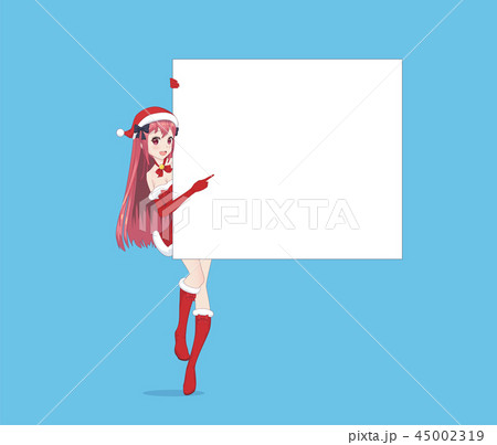 Japanese Asian woman looks out from behind poste 45002319