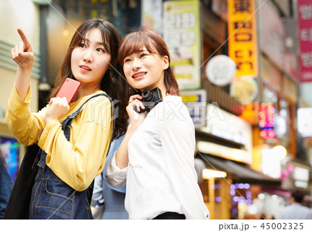 韓国　女子旅　街歩き 45002325