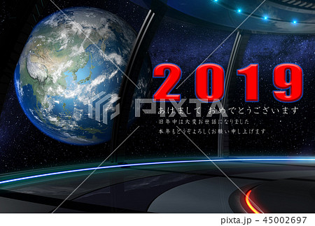 2019年　年賀状　３D　宇宙　CG 45002697