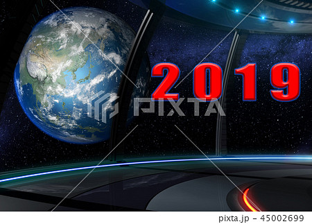 2019年　年賀状　３D　宇宙　CG 45002699