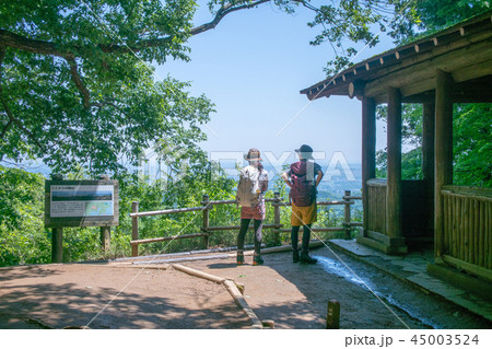 高尾山 初夏の登山道 稲荷山コース あずま屋にて 高尾山 初夏の登山道 稲荷山コース あずま屋にて 45003524