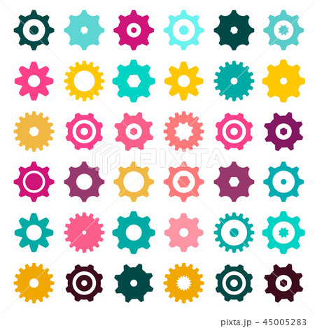 Colorful Cogs - Gears. Vector Cog Gear Icons Set Colorful Cogs - Gears. Vector Cog Gear Icons Set 45005283