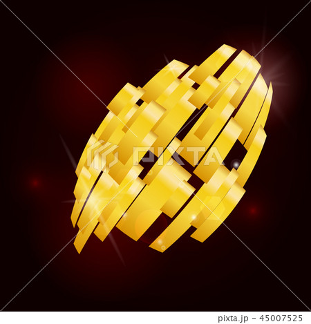 Golden abstract vector background. Abstract technology 3d figure. 45007525
