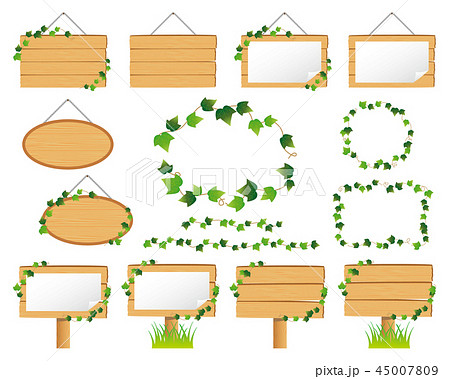 蔦と木製看板のイラストセットのイラスト素材 45007809 Pixta