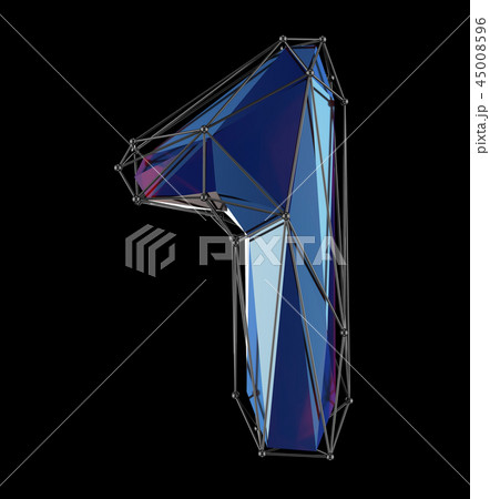 Low poly style number 1. Blue color isolated on black background. 3d 45008596