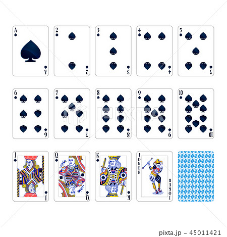 Full set of spades suit playing cards with joker Full set of spades suit playing cards with joker 45011421