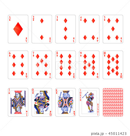 Full set of diamonds suit playing cards with joker 45011423