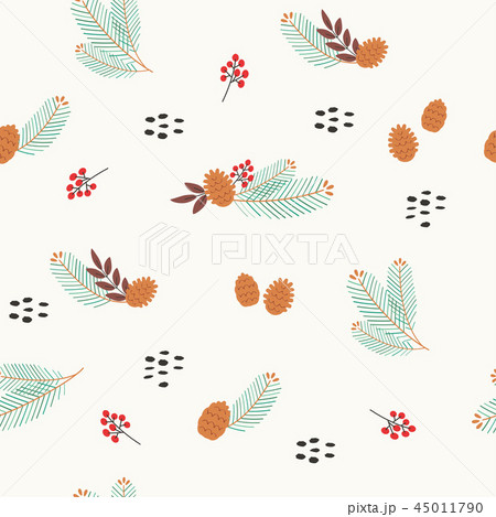 シームレスパターン 松の枝と松ぼっくり シームレスパターン 松の枝と松ぼっくり 45011790