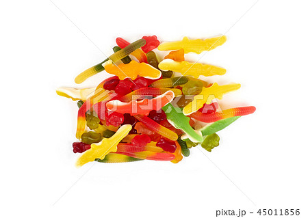 Different colorful jelly candy isolated on white background Different colorful jelly candy isolated on white background 45011856