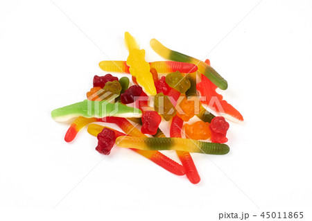 Different colorful jelly candy isolated on white background 45011865