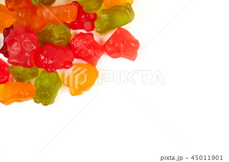 Colorful eat gummy bears jelly candy, isolated on white background. Colorful eat gummy bears jelly candy, isolated on white background. 45011901