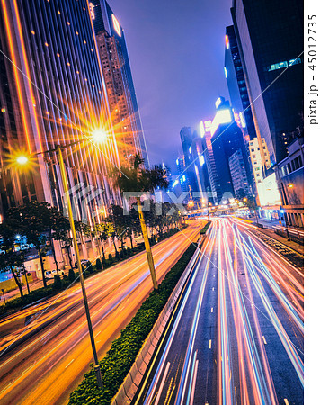 Street traffic in Hong Kong at night 45012735