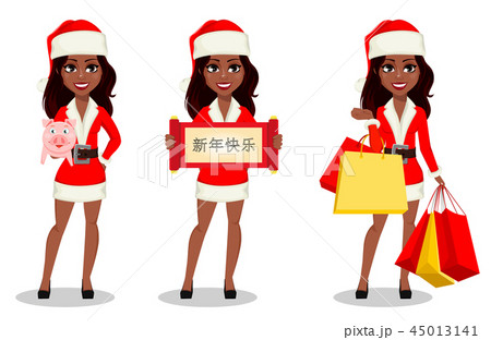 African-American woman in Santa Claus costume 45013141