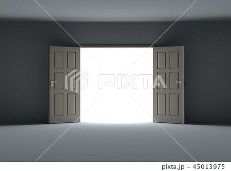 Doors opening to show bright light in the darkness 45013975