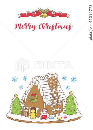 クリスマスカード お菓子の家 サンタクロースのイラスト素材