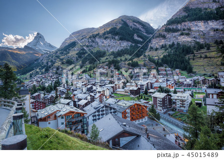 Zermatt village with Matterhorn in Swiss Alps Zermatt village with Matterhorn in Swiss Alps 45015489