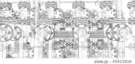 Sketch of industrial equipment. Vector 45015916