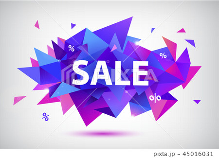 Vector set of sale faceted geometric banners, posters, cards. 3d abstract discount shapes. Vector set of sale faceted geometric banners, posters, cards. 3d abstract discount shapes. 45016031