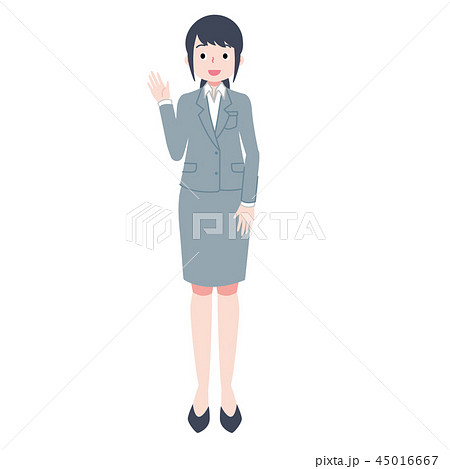 右手をあげる女性会社員のイラスト素材