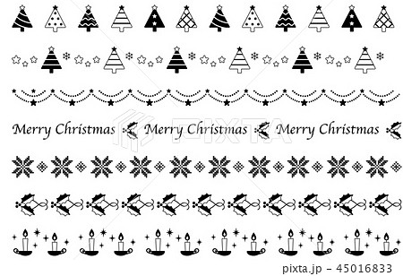 クリスマスの飾り線 シンプルモダン 白黒のイラスト素材 45016833