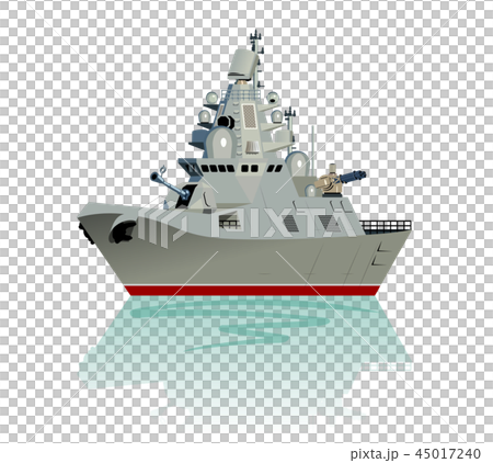 Vector cartoon modern military frigate Vector cartoon modern military frigate 45017240