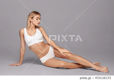 Perfect Slim Toned Young Body of the Girl . Stock Image - Image of