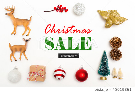 Christmas sale message with Christmas ornaments Christmas sale message with Christmas ornaments 45019861