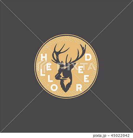 Merry Christmas lettering. Hello Deer typography quote, wish with reindeer head. New Year lettering Merry Christmas lettering. Hello Deer typography quote, wish with reindeer head. New Year lettering 45022042