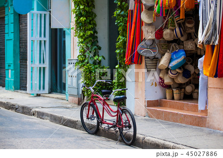 Bicycle parked at Cartagena de Indias streets 45027886
