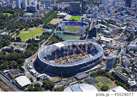 神宮の杜周辺上空/Aerial view、新国立競技場建設中、2018/10月撮影 神宮の杜周辺上空/Aerial view、新国立競技場建設中、2018/10月撮影 45028077