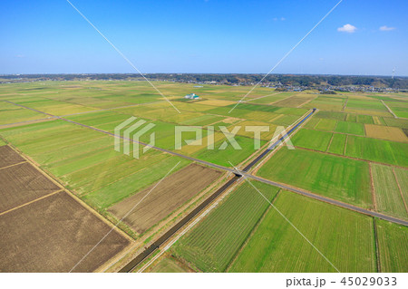 秋の旭市郊外の風景を空撮 秋の旭市郊外の風景を空撮 45029033