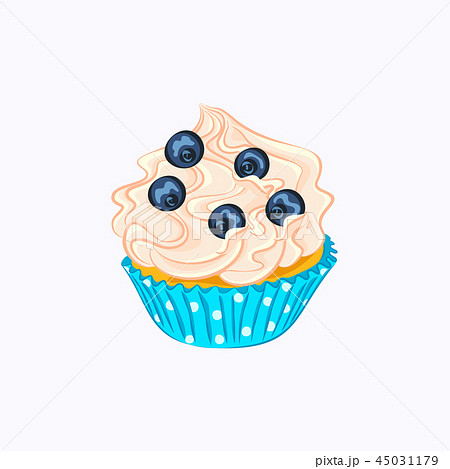 Vanilla cupcake with cream and blueberry 45031179
