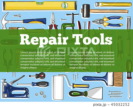 Repair tools banner in hand drawn style 45032252