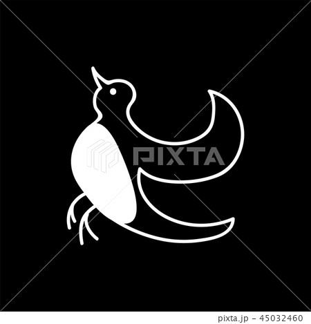 little bird wide spread wings christmas illustration - bullfinch simple icon. isolated white 45032460