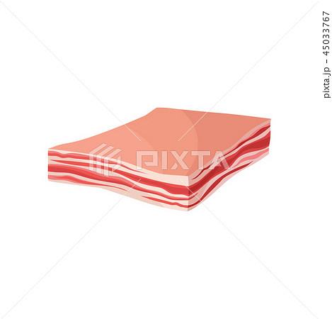 Slab of tasty smoked bacon. Fresh lard. Meat product. Organic food. Flat vector illustration Slab of tasty smoked bacon. Fresh lard. Meat product. Organic food. Flat vector illustration 45033767