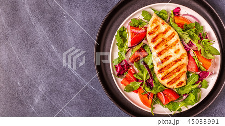Chicken breast with fresh salad. Chicken breast with fresh salad. 45033991