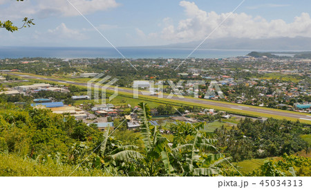 Panorama of the city of Legazpi on the background of the airport. Luzon, Philippines. Panorama of the city of Legazpi on the background of the airport. Luzon, Philippines. 45034313