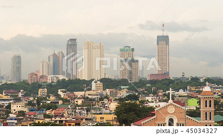 Manila skyscrapers in the cloudy evening. Philippines. 45034327