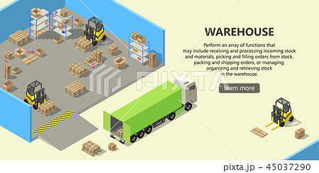 isometric warehouse, delivery service 45037290