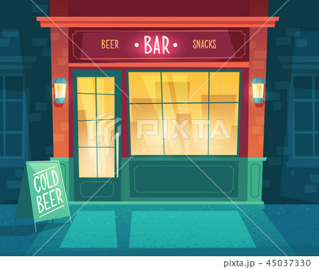 cartoon background with bar at night 45037330