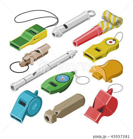 Whistle vector coach whistling sound tool and blowing equipment of referee judging game illustration Whistle vector coach whistling sound tool and blowing equipment of referee judging game illustration 45037381