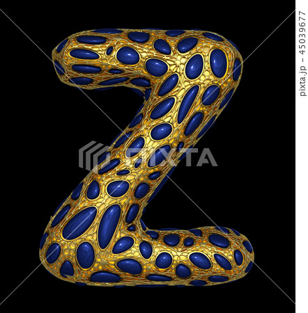 Golden shining metallic 3D with blue glass symbol capital letter Z - uppercase isolated on black. Golden shining metallic 3D with blue glass symbol capital letter Z - uppercase isolated on black. 45039677